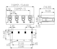 0184-52XX 0.276 Inch (in) Pitch Diameter Printed Circuit Board (PCB) Connector-Plug - 2