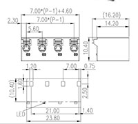 0184-53XX 0.276 Inch (in) Pitch Diameter Printed Circuit Board (PCB) Connector-Plug - 2