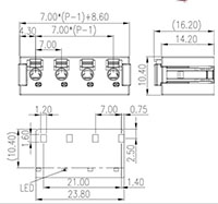 0184-54XX 0.276 Inch (in) Pitch Diameter Printed Circuit Board (PCB) Connector-Plug - 2