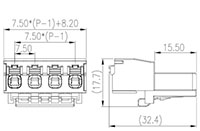 0150-40XX 0.295 Inch (in) Pitch Diameter Printed Circuit Board (PCB) Connector-Plug - 2