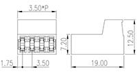 CPC350-XXP, 3.50 Millimeter (mm) Pitch Diameter Screw Connection Inverted Pluggable Printed Circuit Board (PCB) Terminal Block - 2