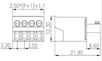 EC350F-XXP, 3.5 Millimeter (mm) Pitch Diameter Screw Connection Pluggable Printed Circuit Board (PCB) Terminal Block - 2