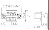 EC350FM-XXP 0.138 Inch (in) Pitch Diameter Printed Circuit Board (PCB) Connector-Plug - 2