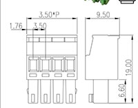 EC350R-XXP 0.138 Inch (in) Pitch Diameter Printed Circuit Board (PCB) Connector-Plug - 2