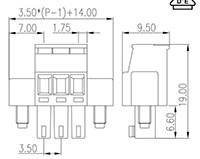 EC350RM-XXP 0.138 Inch (in) Pitch Diameter Printed Circuit Board (PCB) Connector-Plug - 2