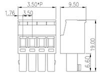 EC350RL-XXP 0.138 Inch (in) Pitch Diameter Printed Circuit Board (PCB) Connector-Plug - 2