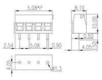 ELK508V-XXP, 5.08 Millimeter (mm) Pitch Diameter Screw Connection Printed Circuit Board (PCB) Type Terminal Block - 2