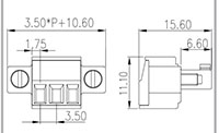 EC350VM-XXP 0.138 Inch (in) Pitch Diameter Printed Circuit Board (PCB) Connector-Plug - 2