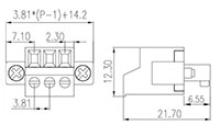 EC381FM-XXP 0.150 Inch (in) Pitch Diameter Printed Circuit Board (PCB) Connector-Plug - 2