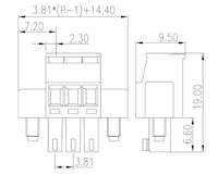 EC381RM-XXP 0.150 Inch (in) Pitch Diameter Printed Circuit Board (PCB) Connector-Plug - 2