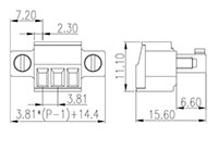 EC381VM-XXP 0.150 Inch (in) Pitch Diameter Printed Circuit Board (PCB) Connector-Plug - 2