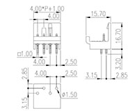 0162-A1XX 0.157 Inch (in) Pitch Diameter Printed Circuit Board (PCB) Terminal Block - 2