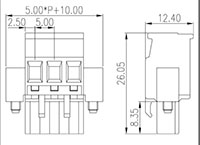 5ESDPM-XXP 0.197 Inch (in) Pitch Diameter Printed Circuit Board (PCB) Connector-Plug - 2