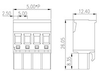 5ESDPL-XXP 0.197 Inch (in) Pitch Diameter Printed Circuit Board (PCB) Connector-Plug - 2