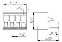 5ESDV-XXP 0.197 Inch (in) Pitch Diameter Printed Circuit Board (PCB) Connector-Plug - 2