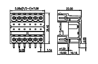 2EHDBR-XXP 0.200 Inch (in) Pitch Diameter Printed Circuit Board (PCB) Connector Socket - 2