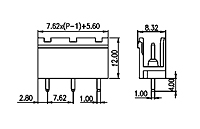 3EHDV-XXP 0.300 Inch (in) Pitch Diameter Printed Circuit Board (PCB) Connector Socket - 2