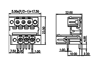 5EEHDRM-XXP 0.197 Inch (in) Pitch Diameter Printed Circuit Board (PCB) Connector Socket - 2