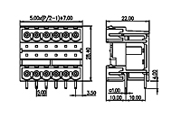 5EHDBR-XXP 0.197 Inch (in) Pitch Diameter Printed Circuit Board (PCB) Connector Socket - 2