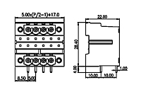 5EHDBRM-XXP 0.197 Inch (in) Pitch Diameter Printed Circuit Board (PCB) Connector Socket - 2