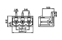 5EHDRRC-XXP 0.197 Inch (in) Pitch Diameter Printed Circuit Board (PCB) Connector Socket - 2