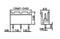 7EHDV-XXP 0.295 Inch (in) Pitch Diameter Printed Circuit Board (PCB) Connector Socket - 2