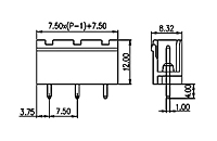 7EHDVC-XXP 0.295 Inch (in) Pitch Diameter Printed Circuit Board (PCB) Connector Socket - 2