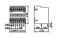 ECHB250R-XXP 0.098 Inch (in) Pitch Diameter Printed Circuit Board (PCB) Connector Socket - 2