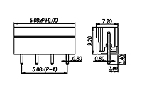 ECH508V-XXP 0.200 Inch (in) Pitch Diameter Printed Circuit Board (PCB) Connector Socket - 2