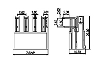 ECH762R-XXP 0.300 Inch (in) Pitch Diameter Printed Circuit Board (PCB) Connector Socket - 2