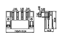 ECH762RM-XXP 0.300 Inch (in) Pitch Diameter Printed Circuit Board (PCB) Connector Socket - 2