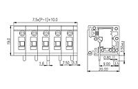 DT-123HVR-XXP 0.295 Inch (in) Pitch Diameter Printed Circuit Board (PCB) Terminal Block - 2