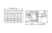 DT-123VA-XXP 0.197 Inch (in) Pitch Diameter Printed Circuit Board (PCB) Terminal Block - 2