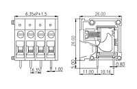 DT-2300-XXP 0.25 Inch (in) Pitch Diameter Printed Circuit Board (PCB) Terminal Block - 2