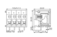 DT-2320-XXP 0.3 Inch (in) Pitch Diameter Printed Circuit Board (PCB) Terminal Block - 2