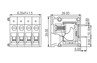 DT-2301-XXP 0.25 Inch (in) Pitch Diameter Printed Circuit Board (PCB) Terminal Block - 2