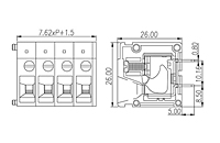 DT-2321-XXP 0.3 Inch (in) Pitch Diameter Printed Circuit Board (PCB) Terminal Block - 2