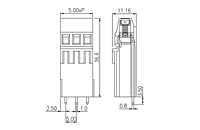 E3K500V-XXP 0.197 Inch (in) Pitch Diameter Printed Circuit Board (PCB) Terminal Block - 2