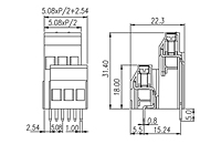 EEHK508V-XXP 0.2 Inch (in) Pitch Diameter Printed Circuit Board (PCB) Terminal Block - 2