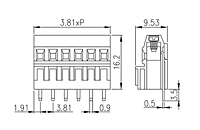 EEK381V-XXP 0.15 Inch (in) Pitch Diameter Printed Circuit Board (PCB) Terminal Block - 2