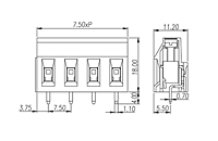 EHK7V-XXP 0.295 Inch (in) Pitch Diameter Printed Circuit Board (PCB) Terminal Block - 2