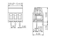 EHK381V-XXP 0.15 Inch (in) Pitch Diameter Printed Circuit Board (PCB) Terminal Block - 2