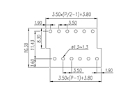 EK350V4L-XXP 0.138 Inch (in) Pitch Diameter Printed Circuit Board (PCB) Terminal Block - 3