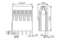 E3K381V-XXP 0.15 Inch (in) Pitch Diameter Printed Circuit Board (PCB) Terminal Block - 2