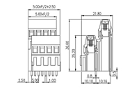 EK500V2L-XXP 0.197 Inch (in) Pitch Diameter Printed Circuit Board (PCB) Terminal Block - 2