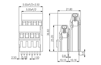 EK500V2R-XXP 0.197 Inch (in) Pitch Diameter Printed Circuit Board (PCB) Terminal Block - 2