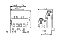 EK508V4L-XXP 0.2 Inch (in) Pitch Diameter Printed Circuit Board (PCB) Terminal Block - 2