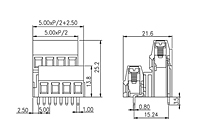 EK500V4L-XXP 0.197 Inch (in) Pitch Diameter Printed Circuit Board (PCB) Terminal Block - 2