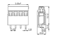 E2LK508V-XXP 0.2 Inch (in) Pitch Diameter Printed Circuit Board (PCB) Terminal Block - 2