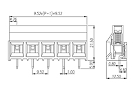 EK950V-XXP 0.375 Inch (in) Pitch Diameter Printed Circuit Board (PCB) Terminal Block - 2